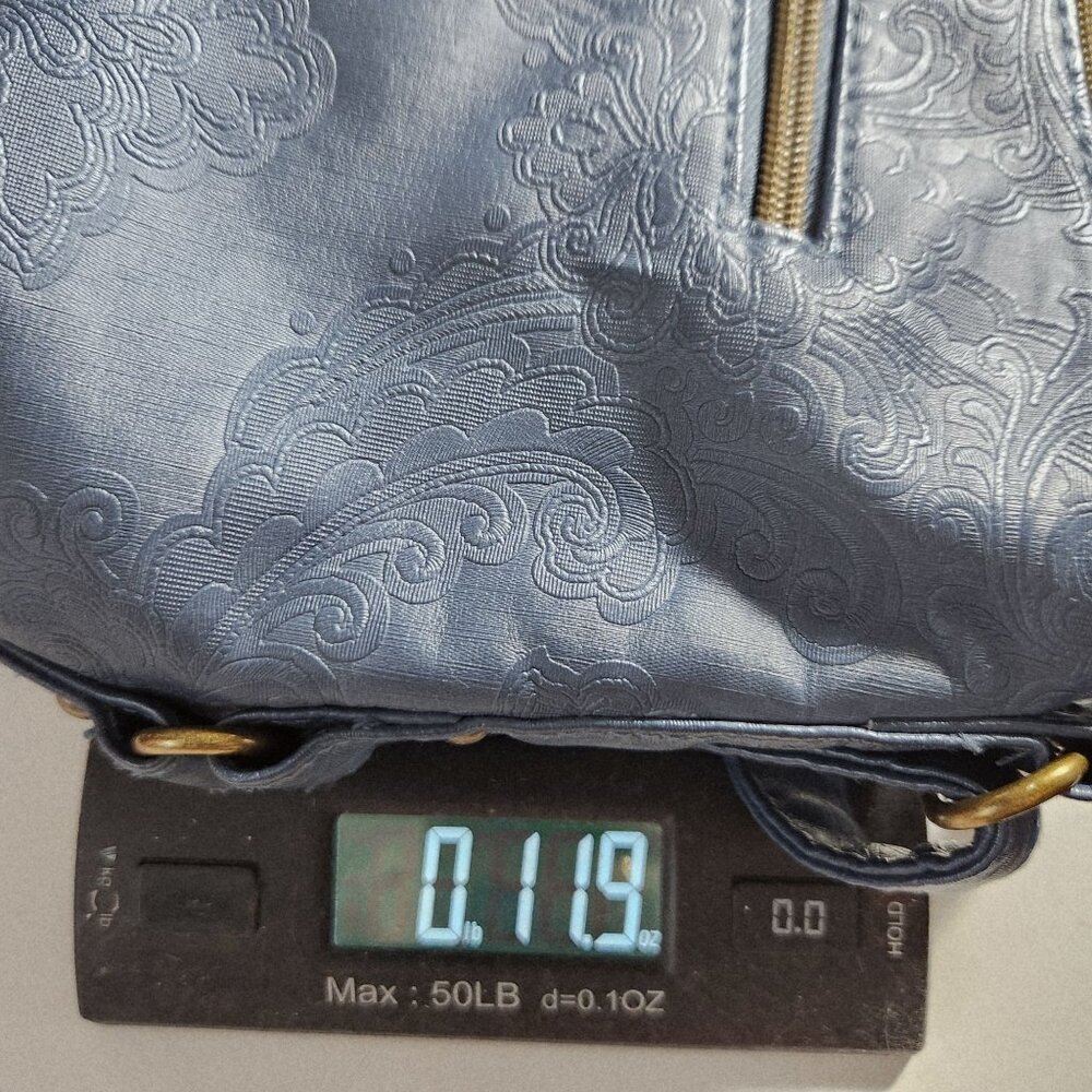 Stone & Co Embossed Smokey Denim Shoulder Bag With Adjustable Strap - Picture 14 of 14